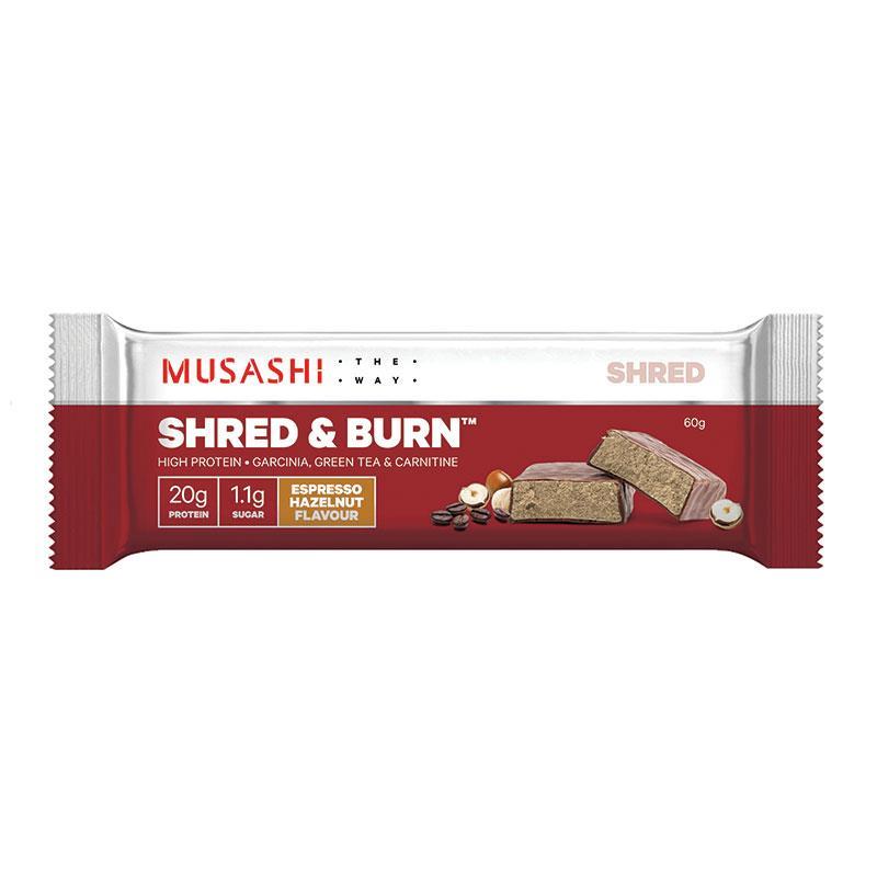 [무사시] 쉬레드&번 바 헤이즐넛 에스프레소 60g Musashi Shred and Burn Bar Hazelnut Expresso 60g