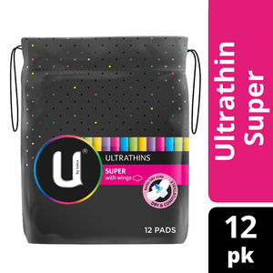 [유바이코텍스] 울트라 씬 슈퍼 with 날개 패드 12P U By Kotex Ultra Thin Super with Wings Pads 12P