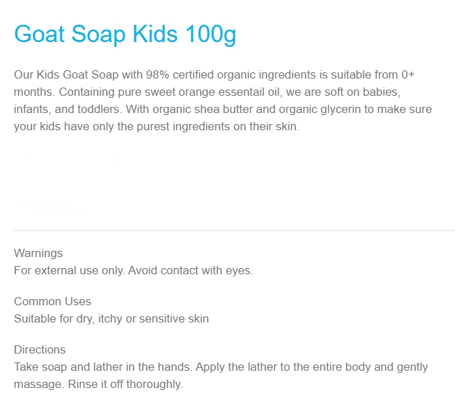 Goat Soap Kids 100g [고트솝]고트밀크비누 / 키즈 / 산양유 비누 100g