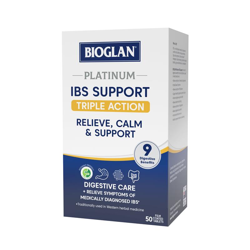 Bioglan IBx IBS + Indigestion 50s [바이오글랜] 플레티넘 IBS 서포트 트리플 액션 50정